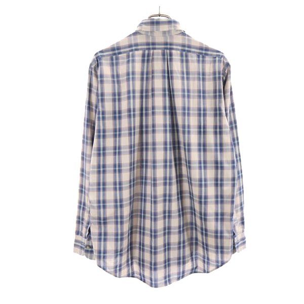 SUPERFINE POPLIN Maloufs 80s ヴィンテージ USA製 チェック柄 長袖 ボタンダウンシャツ M ブルー系 メンズ