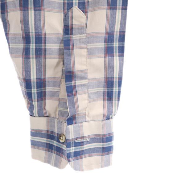 SUPERFINE POPLIN Maloufs 80s ヴィンテージ USA製 チェック柄 長袖 ボタンダウンシャツ M ブルー系 メンズ