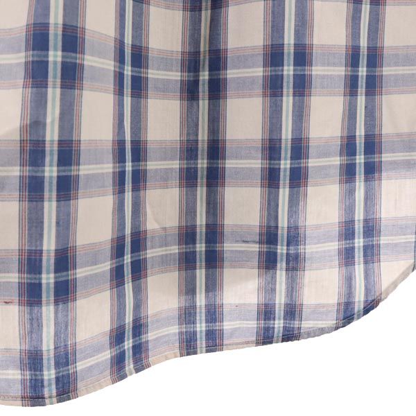 SUPERFINE POPLIN Maloufs 80s ヴィンテージ USA製 チェック柄 長袖 ボタンダウンシャツ M ブルー系 メンズ
