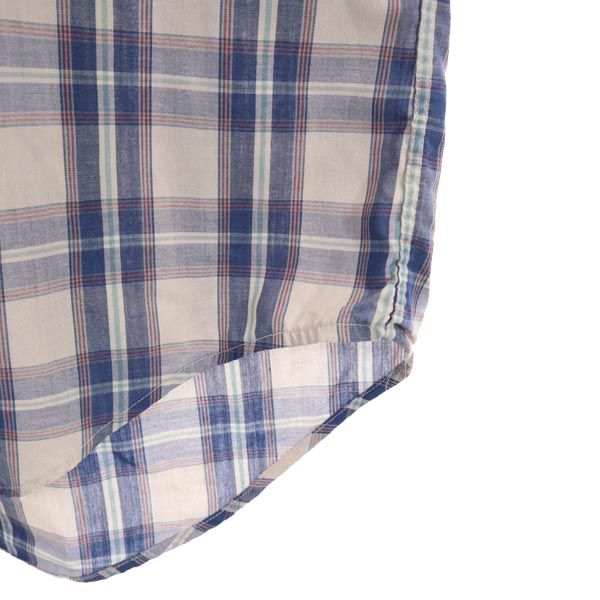 SUPERFINE POPLIN Maloufs 80s ヴィンテージ USA製 チェック柄 長袖 ボタンダウンシャツ M ブルー系 メンズ