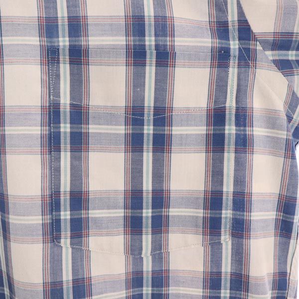 SUPERFINE POPLIN Maloufs 80s ヴィンテージ USA製 チェック柄 長袖 ボタンダウンシャツ M ブルー系 メンズ