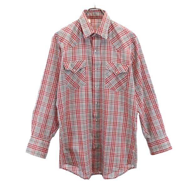 VINTAGE ヴィンテージ 80s チェック 長袖 ウエスタンシャツ レッド系 メンズ