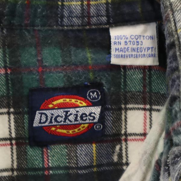 Dickies ディッキーズ 90s オールド チェック 長袖 シャツ M グリーン系 プリントネル メンズ