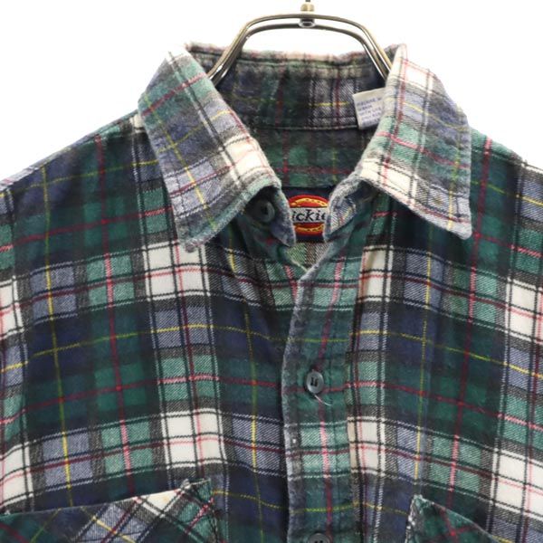 Dickies ディッキーズ 90s オールド チェック 長袖 シャツ M グリーン系 プリントネル メンズ