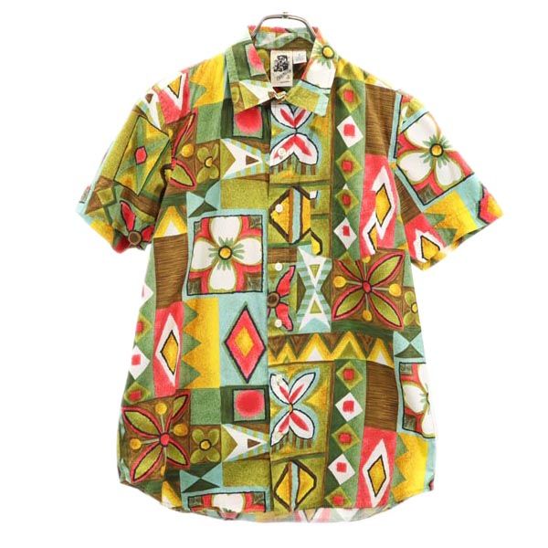 KENNINGTON ケニントン 70s ヴィンテージ 総柄 半袖 シャツ S メンズ