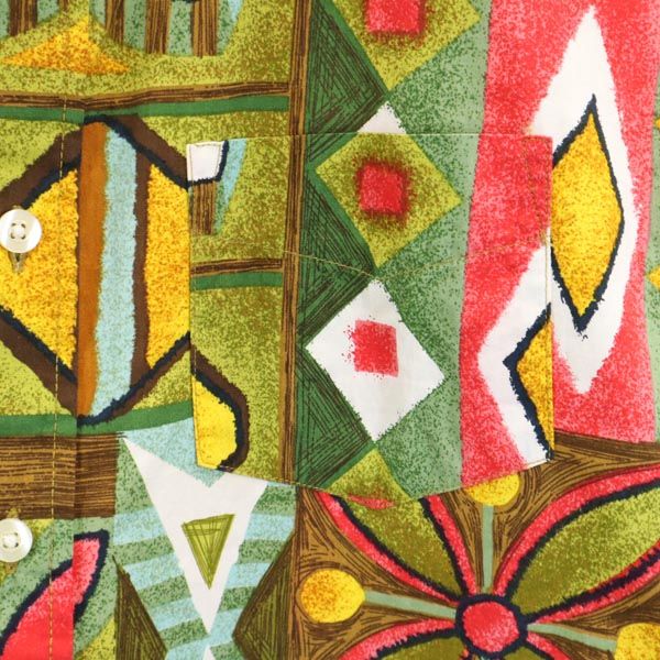 KENNINGTON ケニントン 70s ヴィンテージ 総柄 半袖 シャツ S メンズ