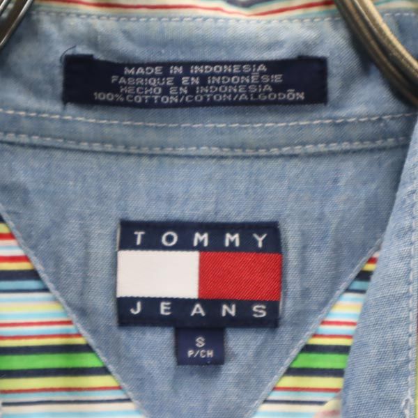 Tommy Jeans トミー ジーンズ 90s オールド フラッグタグ ストライプ柄 半袖 シャツ S TOMMY HILFIGER メンズ