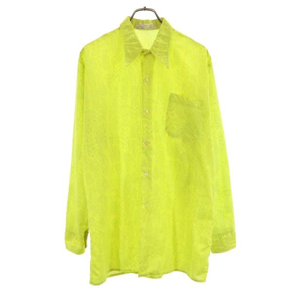 VINTAGE ヴィンテージ 70s 総柄 長袖 シャツ イエロー メンズ