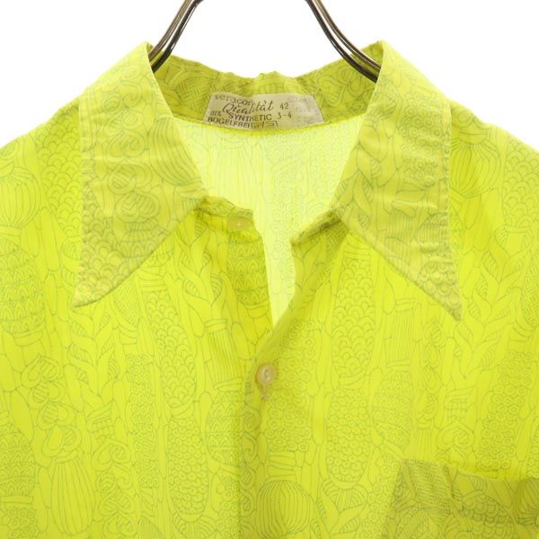 VINTAGE ヴィンテージ 70s 総柄 長袖 シャツ イエロー メンズ