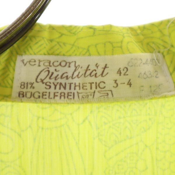 VINTAGE ヴィンテージ 70s 総柄 長袖 シャツ イエロー メンズ