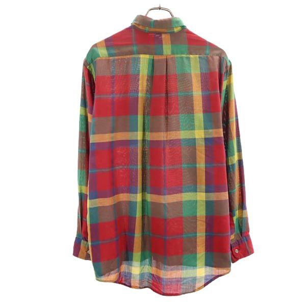 SEARSROEBUCK シアーズローバック 80s ヴィンテージ 緑タグ チェック柄 長袖 ボタンダウンシャツ L 赤系 メンズ