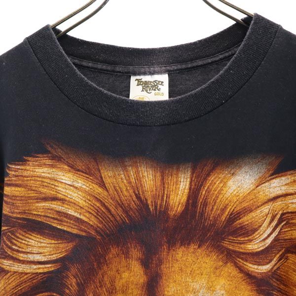 TENNESSEE RIVER テネシーリバー 90s オールド USA製 ライオン柄 プリント 半袖 Tシャツ M ブラック系 メンズ