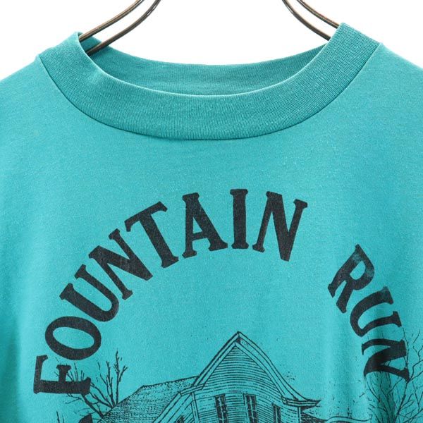 Hanes ヘインズ 80s ヴィンテージ USA製 プリント 半袖 Tシャツ XL グリーン系 メンズ