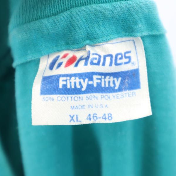 Hanes ヘインズ 80s ヴィンテージ USA製 プリント 半袖 Tシャツ XL グリーン系 メンズ