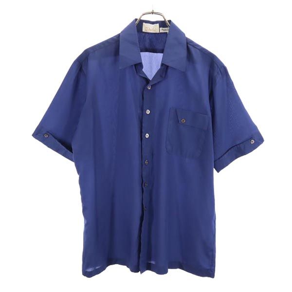 D'Avila 70s ヴィンテージ USA製 半袖 シャツ L ネイビー メンズ