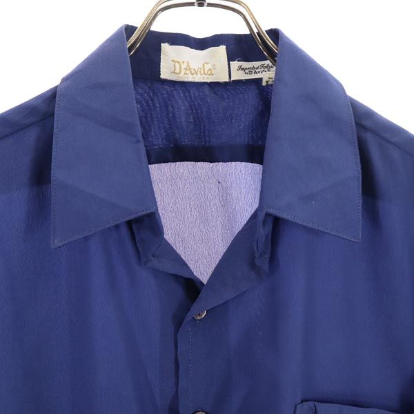 D'Avila 70s ヴィンテージ USA製 半袖 シャツ L ネイビー メンズ