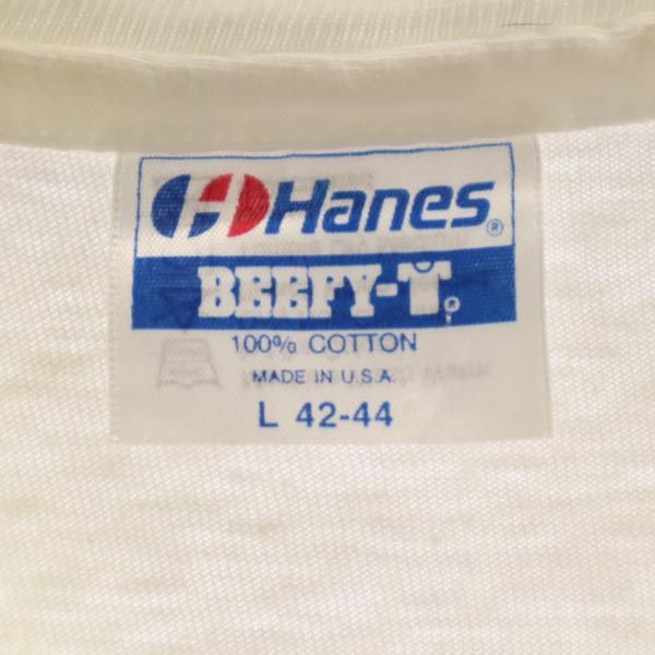 Hanes ヘインズ 80s ヴィンテージ USA製 プリント 半袖 Tシャツ L ホワイト系 メンズ