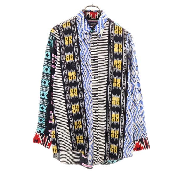 Wrangler ラングラー 90s オールド USA製 総柄 長袖 ボタンダウンシャツ 15 1/2-33 ウエスタン風 メンズ
