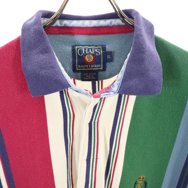 チャップスラルフローレン 80s ヴィンテージ ストライプ 半袖 ポロシャツ XL CHAPS RALPH LAUREN メンズ