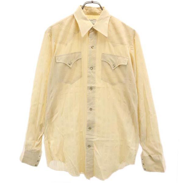 エイチバーシー 70s ヴィンテージ ラメ ストライプ 長袖 ウエスタンシャツ 15 1/2-35 ベージュ系 H BAR C メンズ