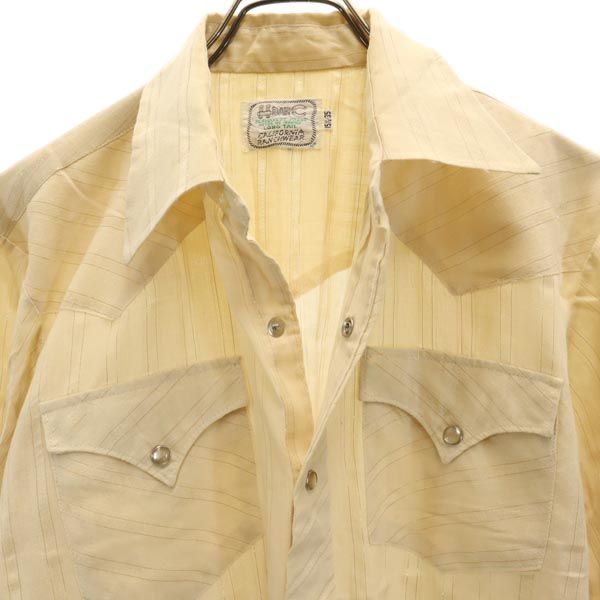 エイチバーシー 70s ヴィンテージ ラメ ストライプ 長袖 ウエスタンシャツ 15 1/2-35 ベージュ系 H BAR C メンズ