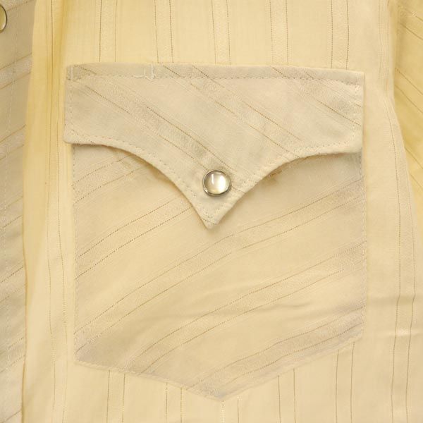 エイチバーシー 70s ヴィンテージ ラメ ストライプ 長袖 ウエスタンシャツ 15 1/2-35 ベージュ系 H BAR C メンズ