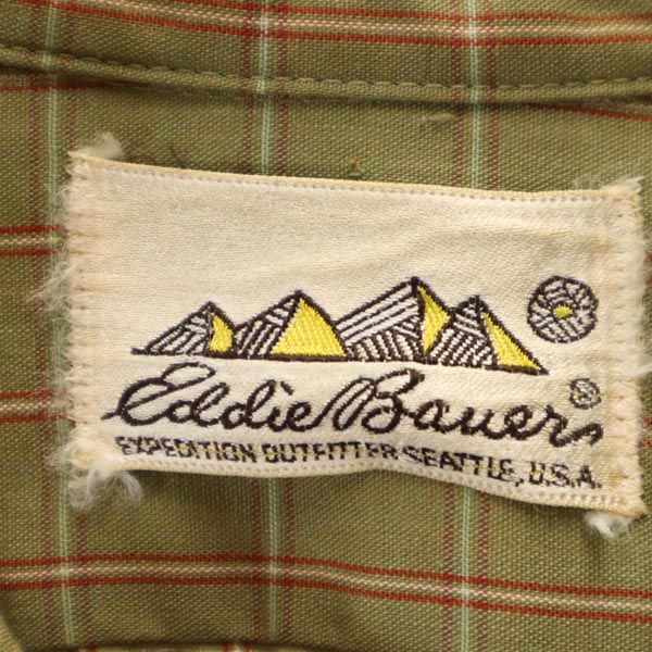 Eddie Bauer エディーバウアー 80s ヴィンテージ 長袖 ミリタリーシャツ カーキ系 メンズ