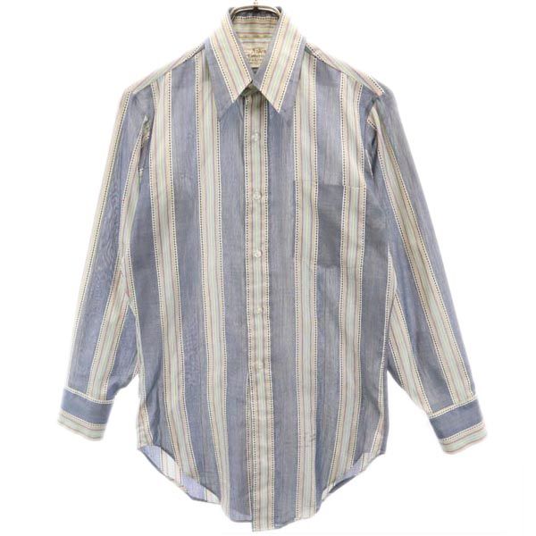 ARROW アロー 70s ヴィンテージ ストライプ柄 長袖 シャツ ネイビー系 メンズ