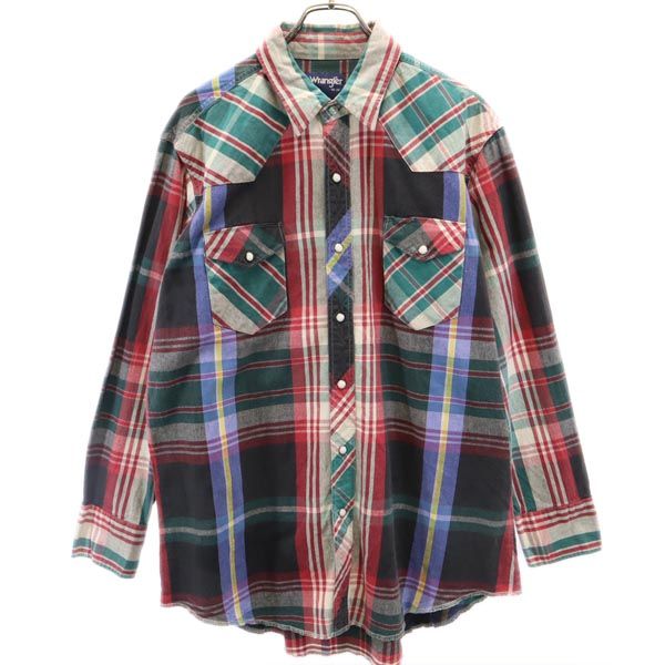 Wrangler ラングラー 90s オールド チェック柄 長袖 ウエスタンシャツ F メンズ