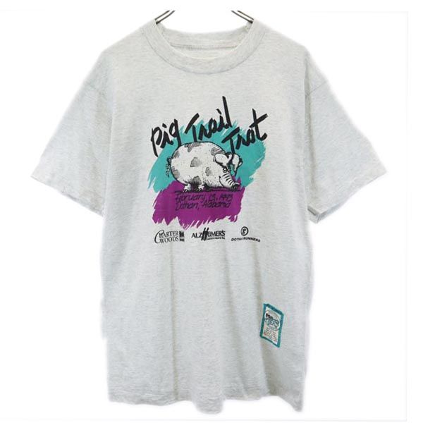 OLD オールド 90s プリント 半袖 Tシャツ グレー系 メンズ