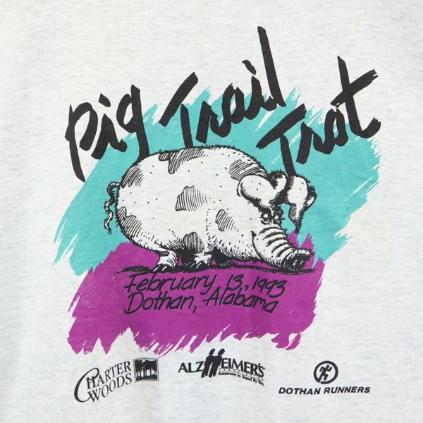 OLD オールド 90s プリント 半袖 Tシャツ グレー系 メンズ