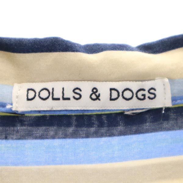 DOLLS&DOGS ストライプ 半袖 オープンカラーシャツ ブルー系 ユニセックス レディース