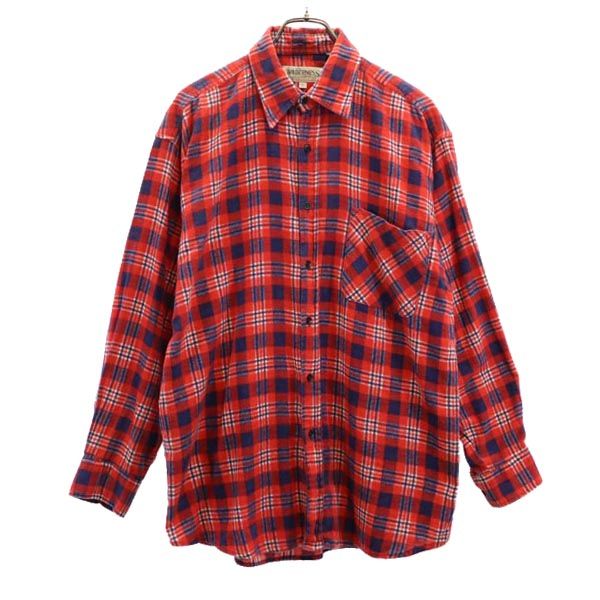 WILDERNESS ウィルダネス 90s オールド チェック柄 長袖 シャツ L レッド系 メンズ