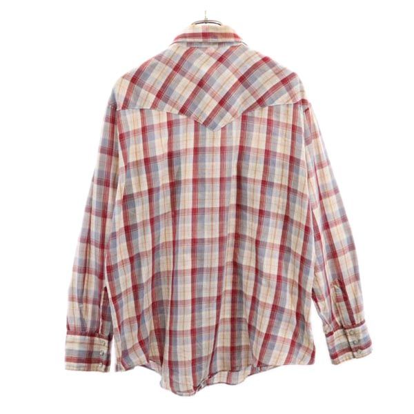 ENVOY 70s 80s ヴィンテージ チェック 長袖 ウエスタンシャツ レッド系 メンズ