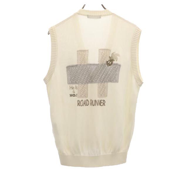 GREENCLUBS グリーンクラブ ROAD RUNNER バック刺繍 ニットベスト 3 ホワイト系 メンズ