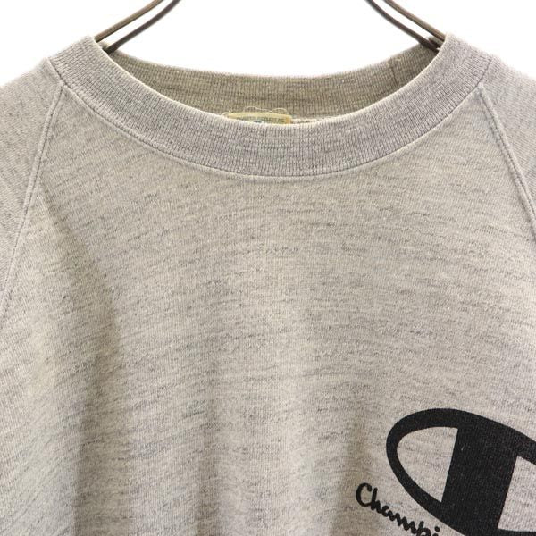 Champion チャンピオン 80s ヴィンテージ 日本製 プリント 長袖 トレーナー L 杢グレー スウェット メンズ
