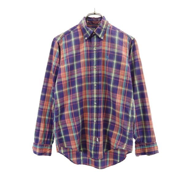 Polo by Ralph Lauren ポロバイラルフローレン 80s ヴィンテージ 緑タグ チェック柄 ボタンダウンシャツ 18 紫系 キッズ