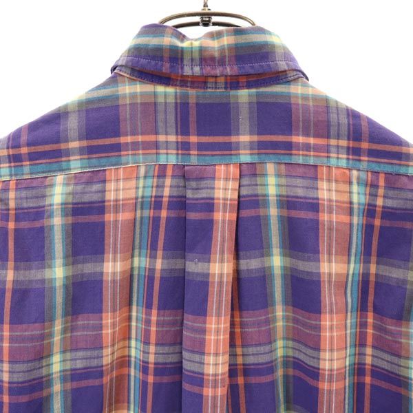 Polo by Ralph Lauren ポロバイラルフローレン 80s ヴィンテージ 緑タグ チェック柄 ボタンダウンシャツ 18 紫系 キッズ
