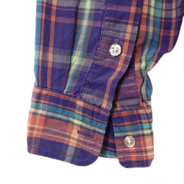 Polo by Ralph Lauren ポロバイラルフローレン 80s ヴィンテージ 緑タグ チェック柄 ボタンダウンシャツ 18 紫系 キッズ