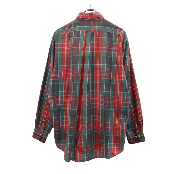 PRESWICK&MOORE 80s 90s オールド チェック 長袖 ボタンダウンシャツ 16 1/2 34-35 レッド系 メンズ