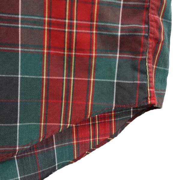 PRESWICK&MOORE 80s 90s オールド チェック 長袖 ボタンダウンシャツ 16 1/2 34-35 レッド系 メンズ