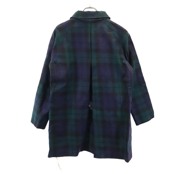 Mackintosh マッキントッシュ チェック 長袖 ステンカラーコート 34 緑×青 レディース