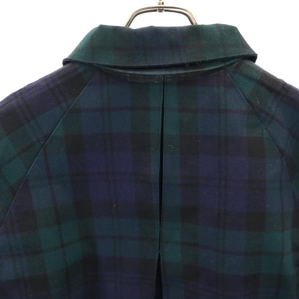 Mackintosh マッキントッシュ チェック 長袖 ステンカラーコート 34 緑×青 レディース