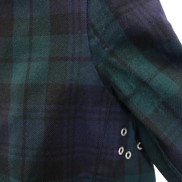 Mackintosh マッキントッシュ チェック 長袖 ステンカラーコート 34 緑×青 レディース