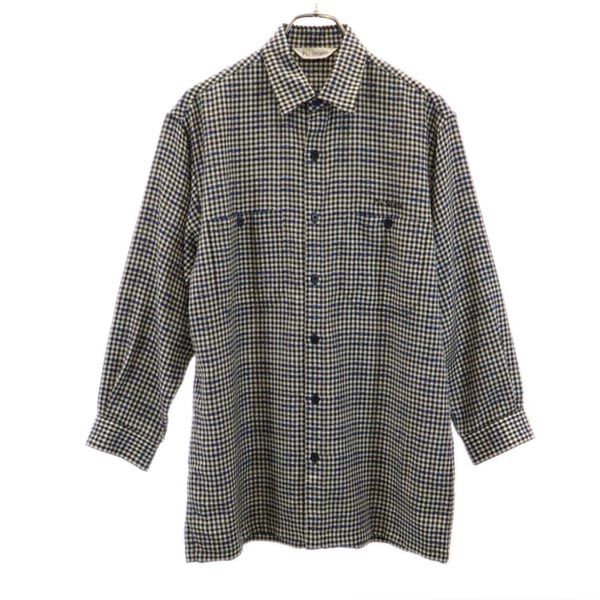 PIA SPORTS ピアスポーツ 日本製 ウール チェック 長袖 チェックシャツ 3 ブラック系 メンズ