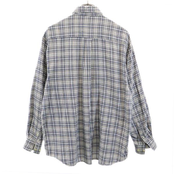 MCM エムシーエム チェック 長袖 ボタンダウンシャツ LL ブルー系 メンズ
