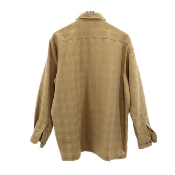 Pierre Cardin ピエールカルダン ウール 千鳥格子 長袖 シャツ L ブラウン系 メンズ