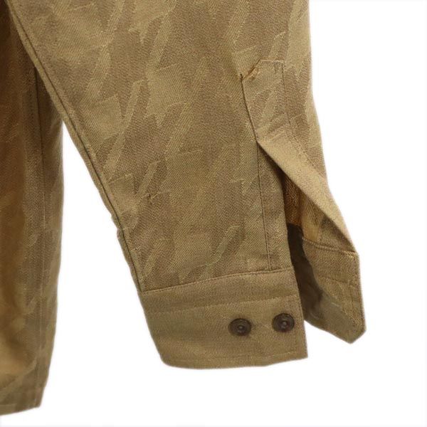 Pierre Cardin ピエールカルダン ウール 千鳥格子 長袖 シャツ L ブラウン系 メンズ