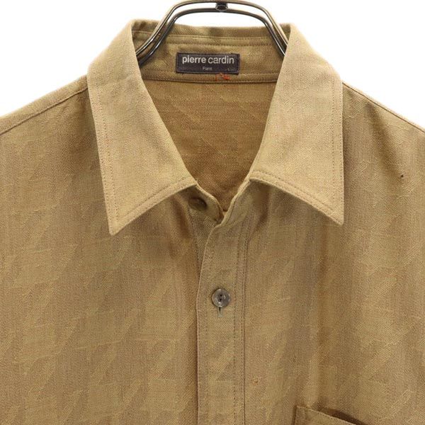 Pierre Cardin ピエールカルダン ウール 千鳥格子 長袖 シャツ L ブラウン系 メンズ