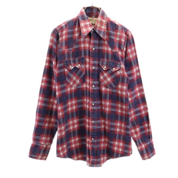 DEECEE BRAND ディーシーブランド 80s ヴィンテージ USA製 チェック 長袖 ウエスタンシャツ 14 1/2 ネイビー系 メンズ